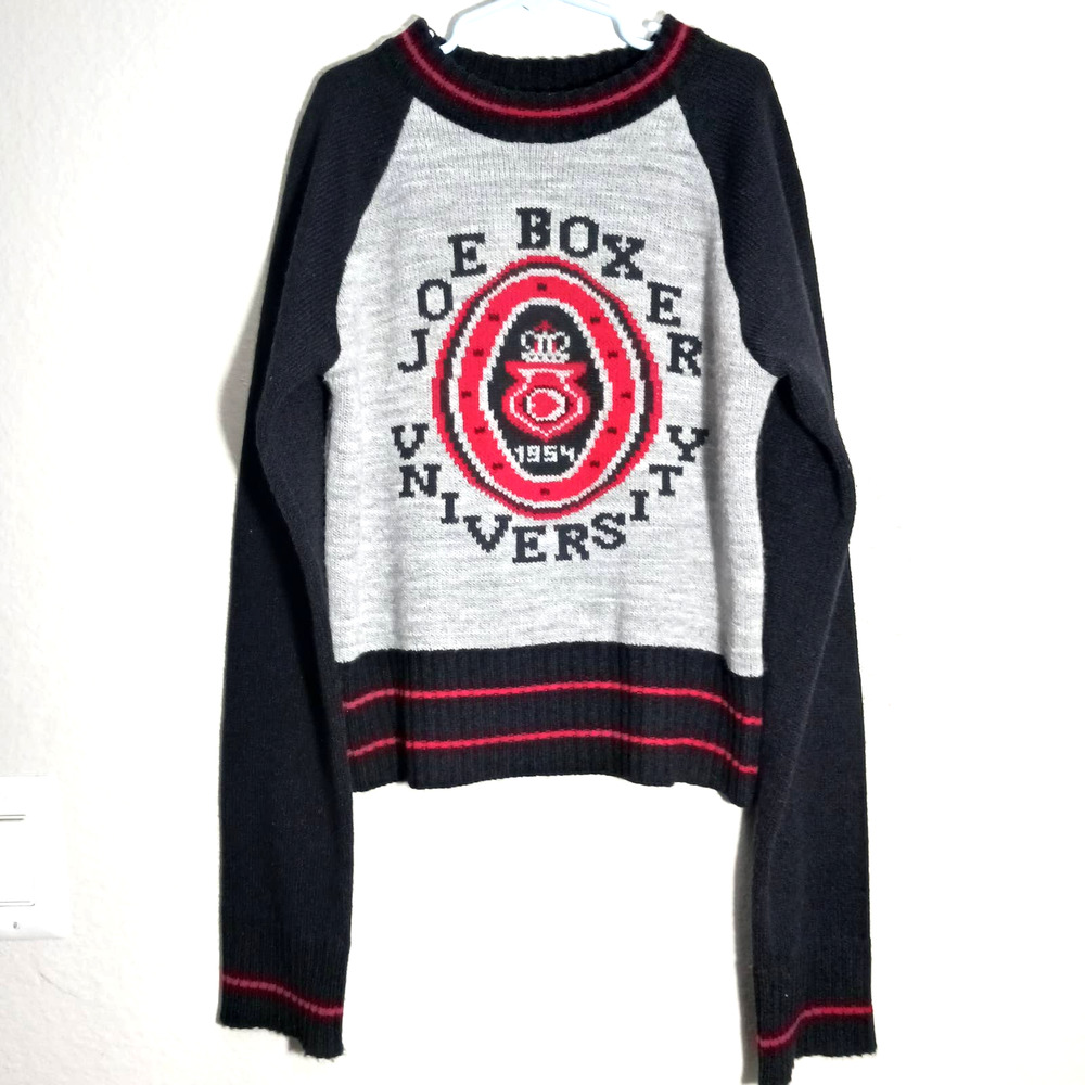 JOE BOXER Toddler Boys Logo JOE BOXER UNIVERSITY Gray Black Red Sz S(3T) Sweater